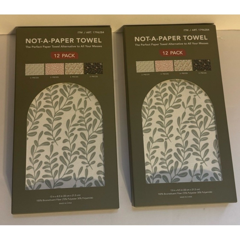 2-EverGrace Not-A-Paper Towel‎ Reusable Towels 12-pack 13"x8.5"each NEW